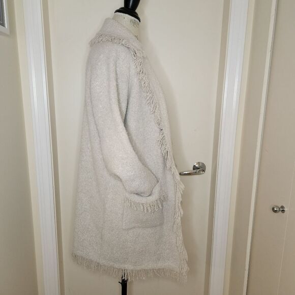 fringe knit blanket cardigan coat - Picture 3 of 11